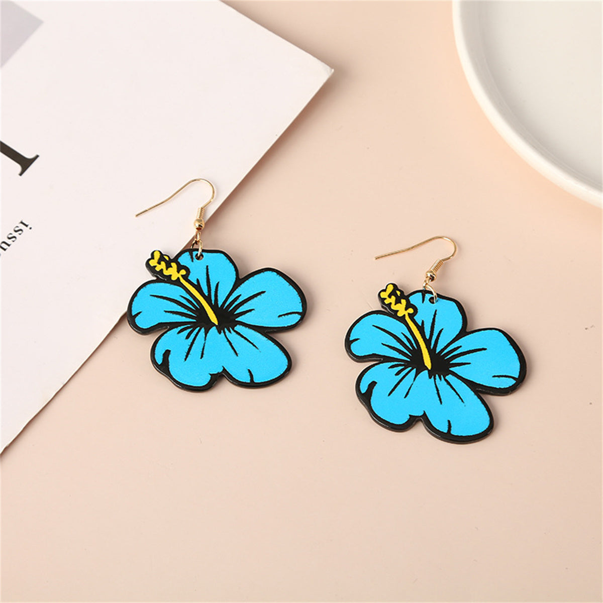Exaggerated Flower Earrings for Women Girls, Flower Shaped Earrings with Yellow Bud