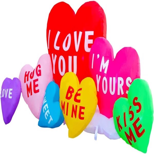 7 Feet Long Valentine's Day Inflatables; Pre-Lit Multicolor Seven Love Hearts with Love on Cloud Romantic Sweet Valentines Decor for Couples Outdoor Indoor Holiday Yard Decoration