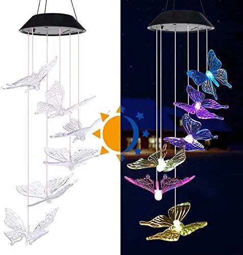 Yard Decor Lights; Solar Butterfly Chimes; 2023 Gifts for Mom/Dad/Women/Grandma/Wife/Daughter/Sister/Aunt/Nana/Grandfather/ ; Father Birthday Gifts; Mother Day Outdoor Decor; Gardening Gift