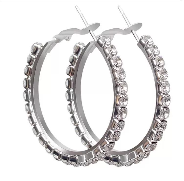 Designer Hoop Earrings 10Pairs/Lot 18K Gold Plated/Silver Plated Circle 4CM Elegant Earring Jewelry Gifts Women Trendy diamond Crystal