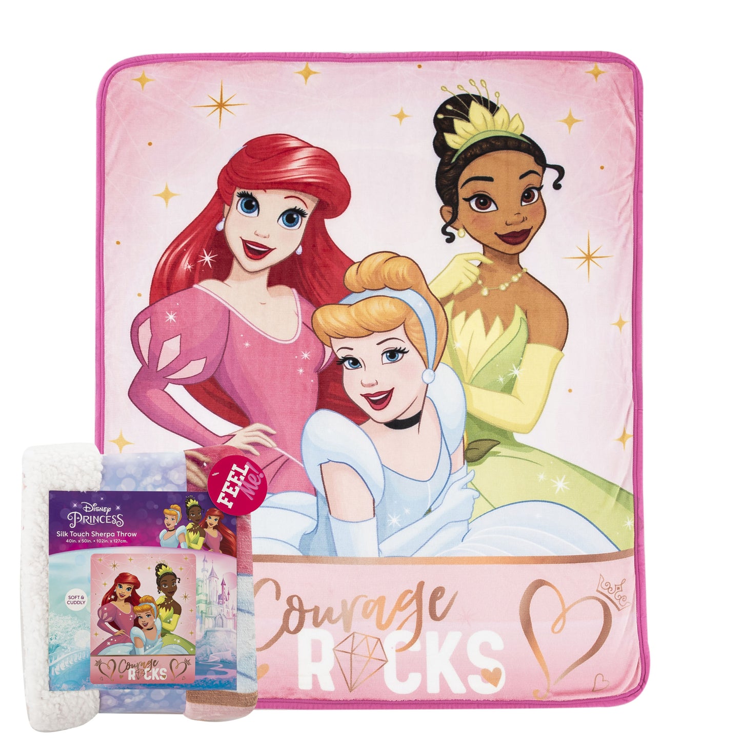 Disney Princesses;  Rocking Princesses Silk Touch Sherpa Throw Blanket;  40" x 50"