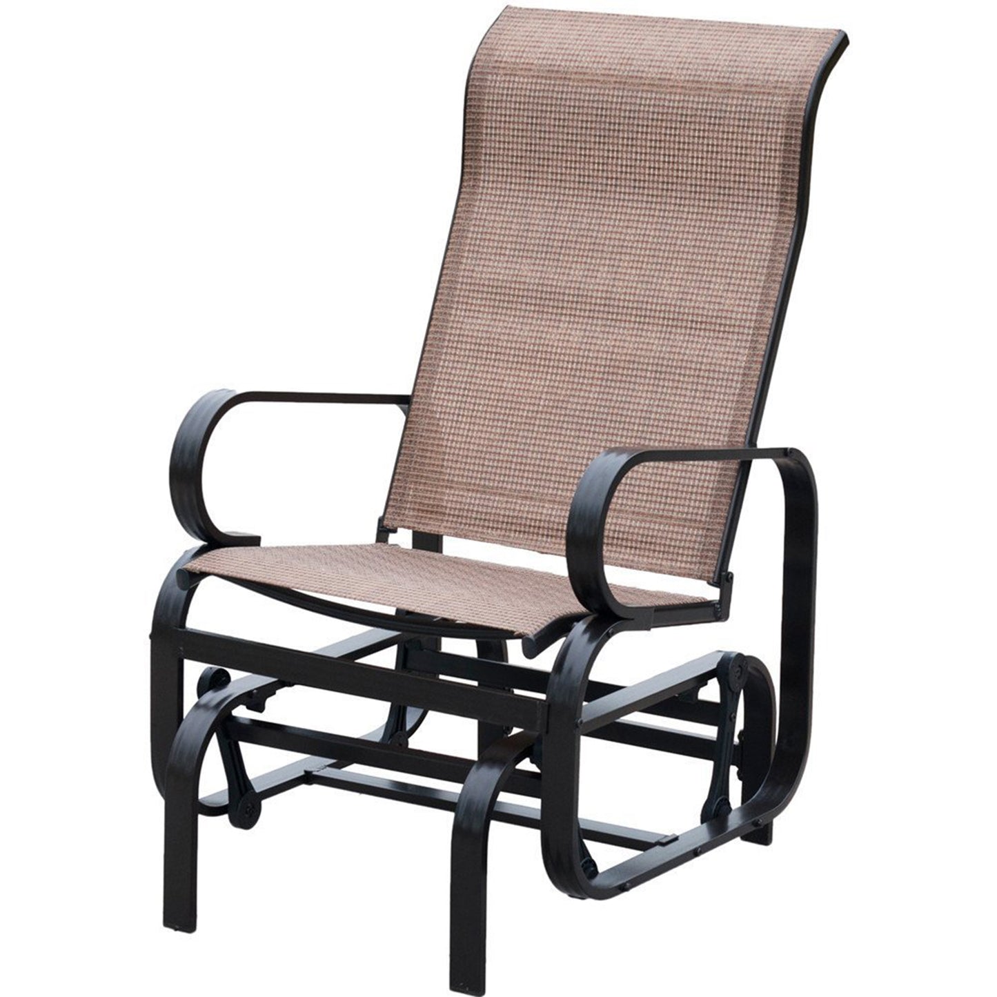 Outdoor Porch Glider Patio Swing Rocking Lounge Chair with Powder Coated Sturdy Aluminum Frame Support for Outdoor Backyard; Beside Pool; Lawn;  Textilene