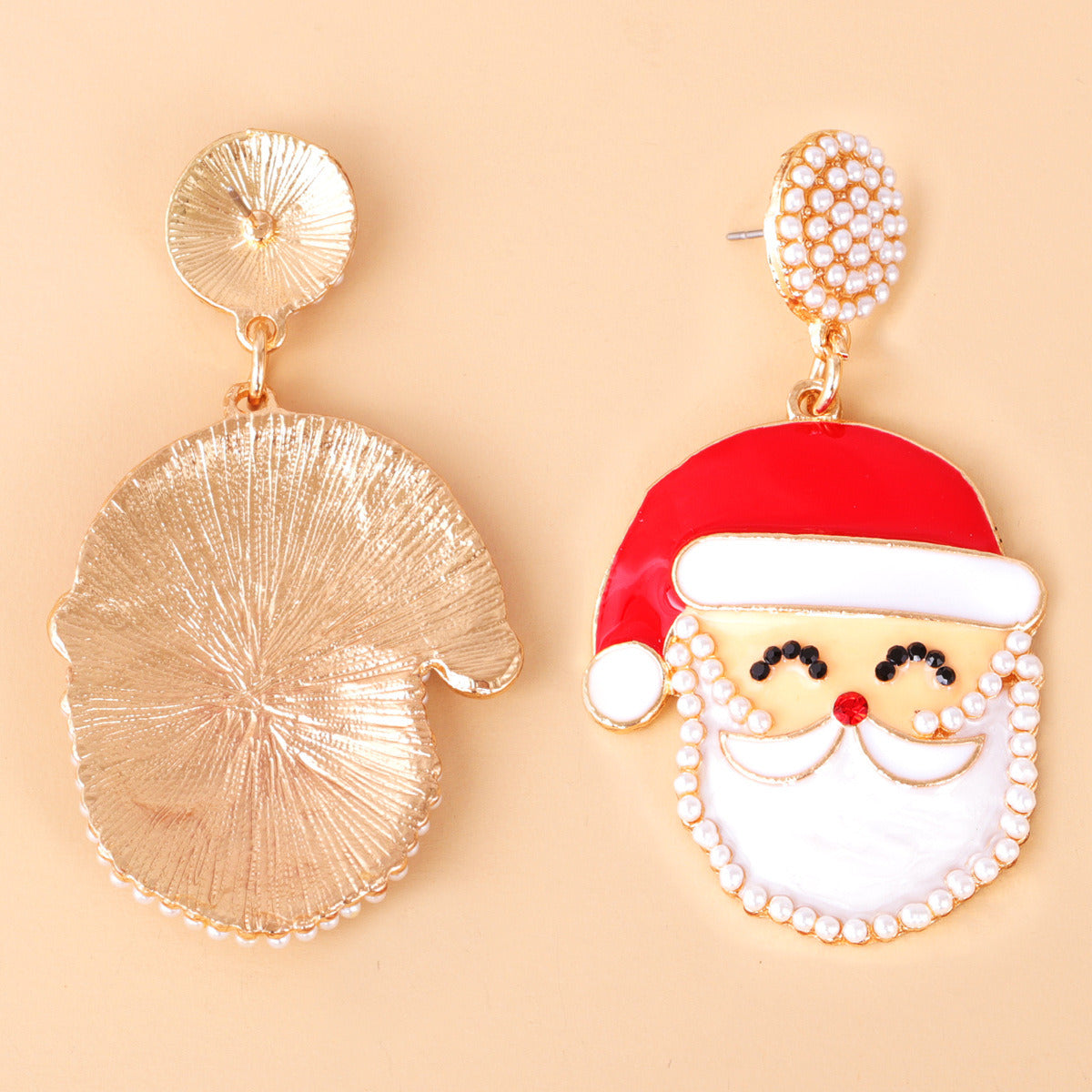 2022 Gold Plated Christmas Earrings Rhinestone Pearl Santa Claus Earrings For Women Jewelry