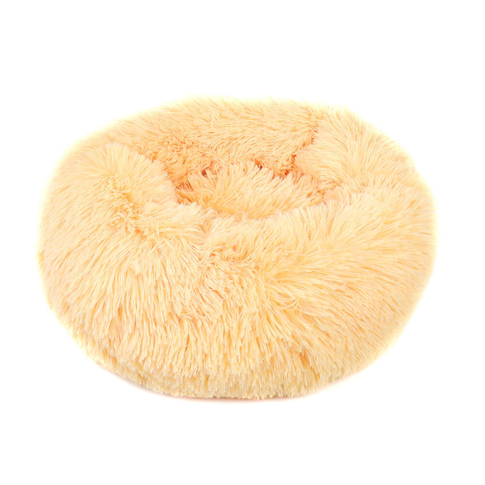 Small Large Pet Dog Puppy Cat Calming Bed Cozy Warm Plush Sleeping Mat Kennel, Round