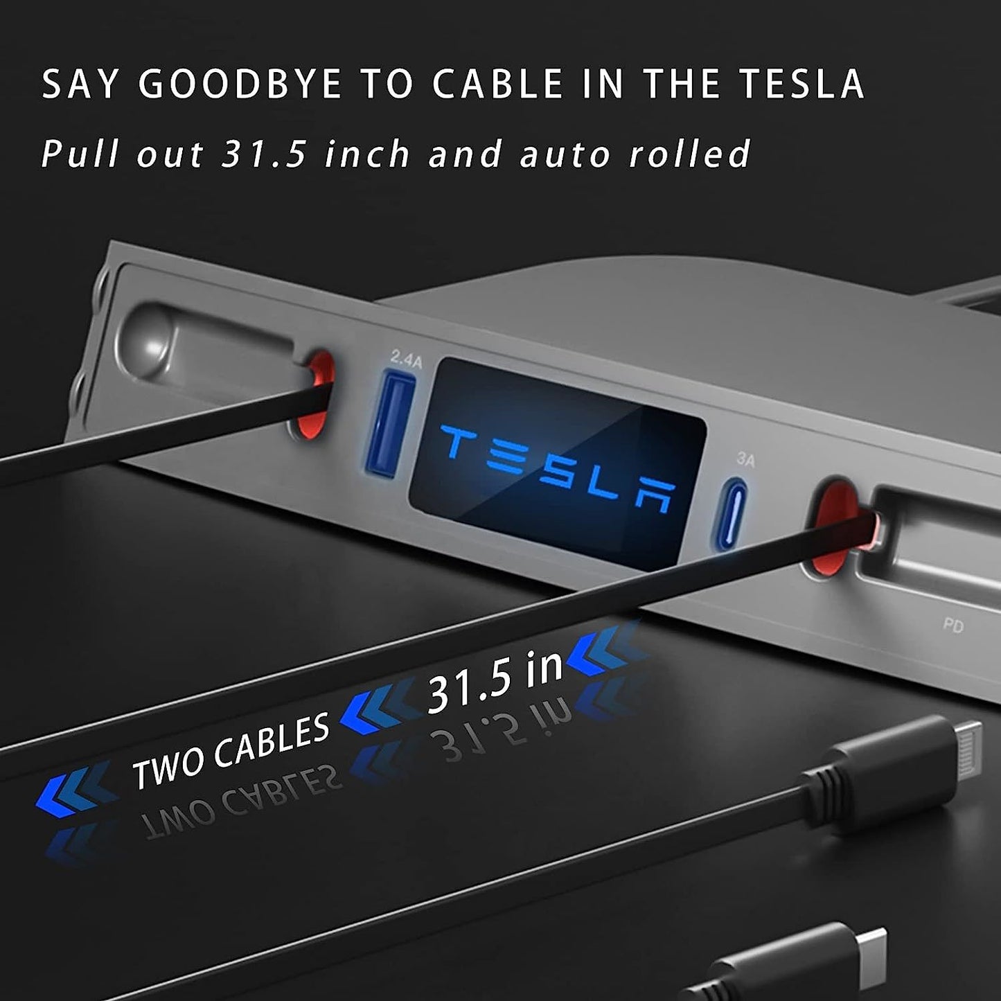 Tesla USB Hub Fast Charge with Cable Adapter for Tesla Model 3 Model Y