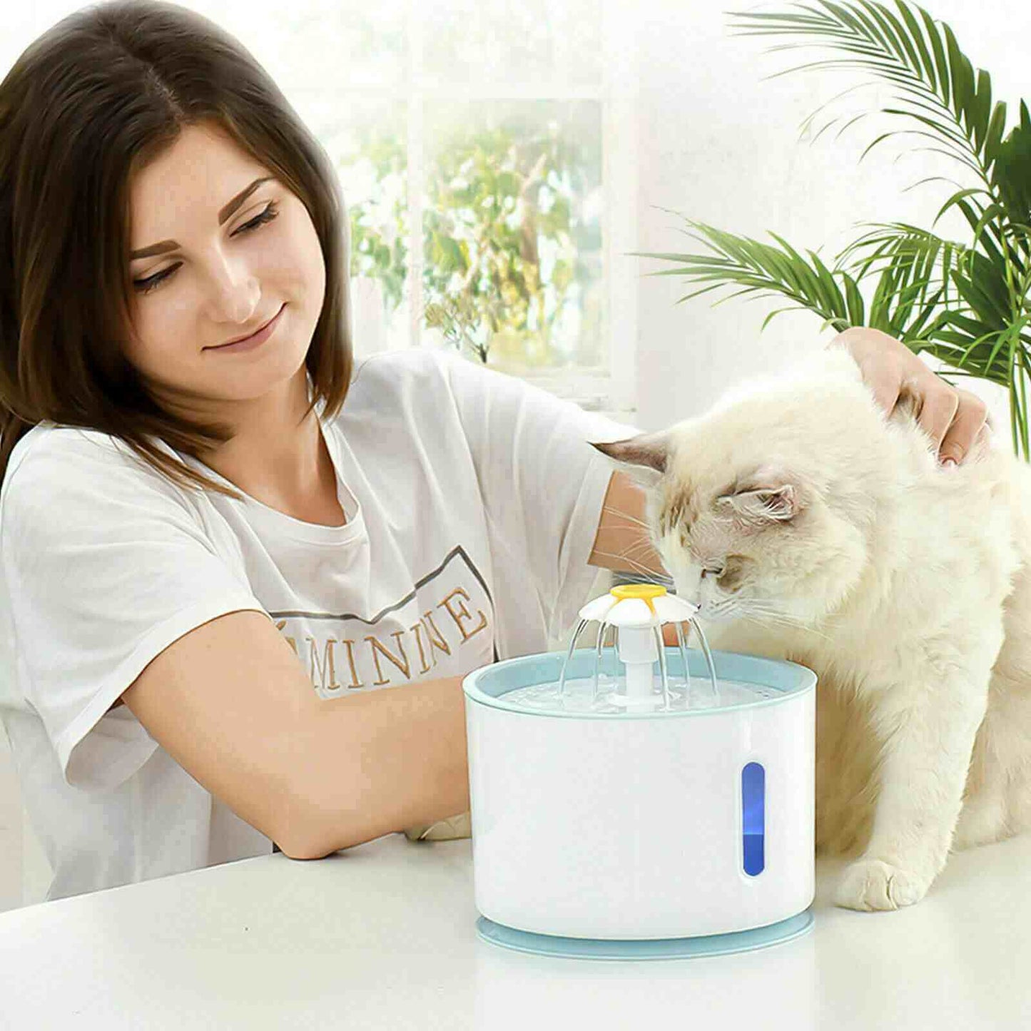 2.4L Dog Cat Water Fountain Automatic Pet Water Dispenser with 3 Filter & Brush