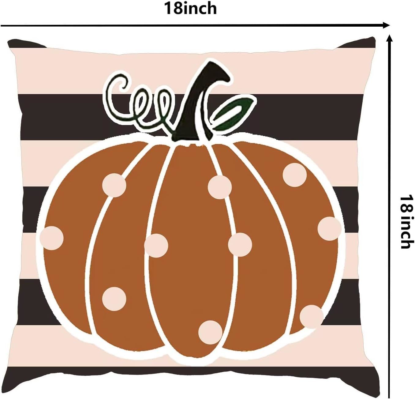 Pumpkin Throw Pillow Covers, 18 x 18 Inch Autumn Thanksgiving Harvest Polka Dot Maple Leaf Decorations for Sofa Couch Set of 4