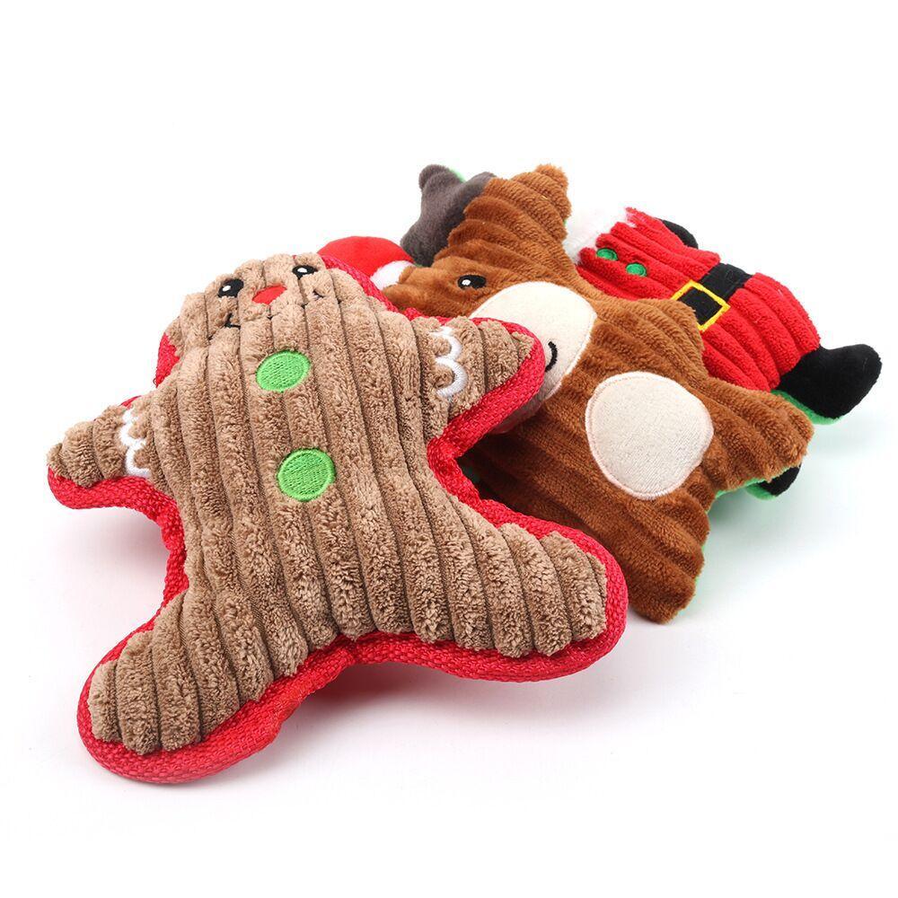 Pet Toys Christmas Bite-resistant Plush Vocal Cat Doggy Santa Claus Molar Teeth Cleaning Training Puppy Sounding Chewing Toy