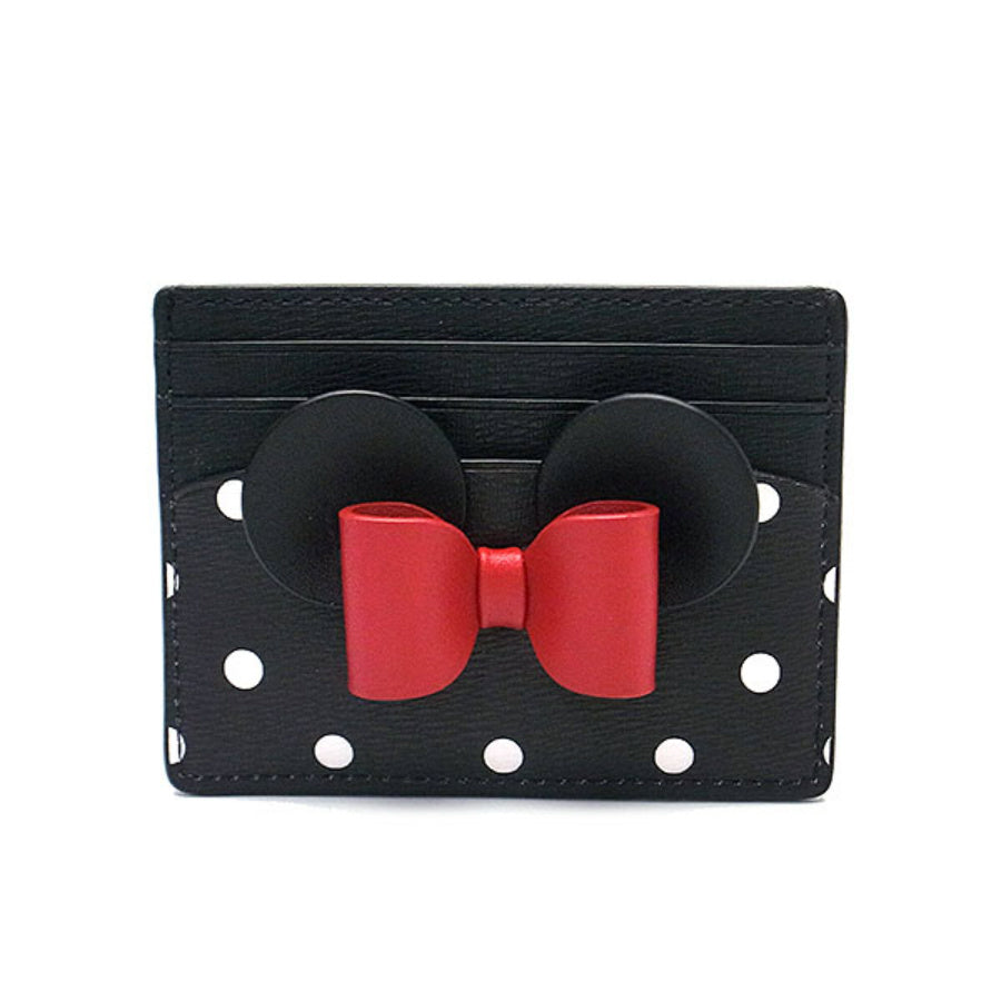 NEW Kate Spade x Disney Black Multicolor New York Minnie Mouse Leather Card Holder Wallet