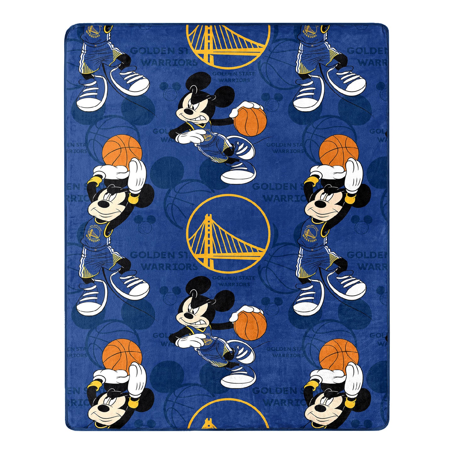 Warriors OFFICIAL NBA & Disney's Mickey Mouse Character Hugger Pillow & Silk Touch Throw Set;  40" x 50"