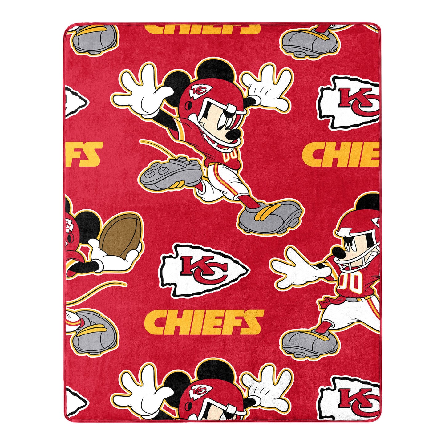 Chiefs OFFICIAL NFL & Disney's Mickey Mouse Character Hugger Pillow & Silk Touch Throw Set;  40" x 50"