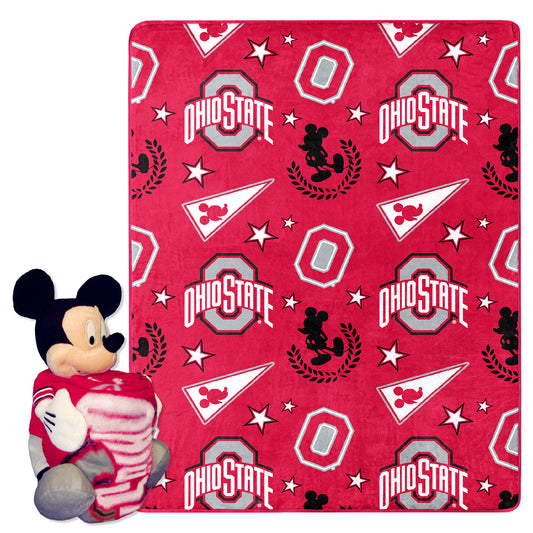 Ohio State OFFICIAL NCAA & Disney's Mickey Mouse Character Hugger Pillow & Silk Touch Throw Set