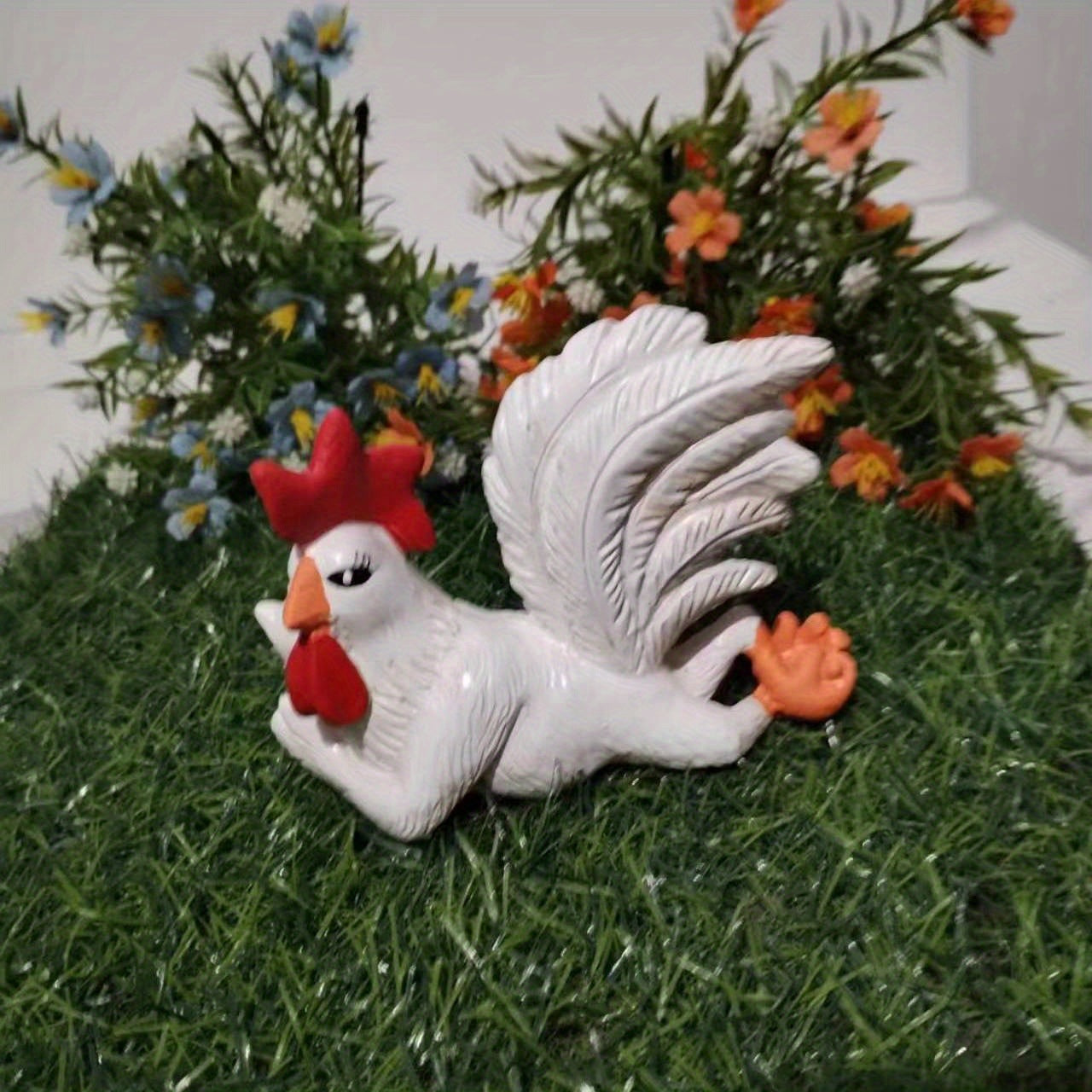 1pc Rooster Resin Statue, Roosters Ornaments, Poultry Models, Resin Crafts For Farmhouse Style Garden Yard Outdoor Decorations