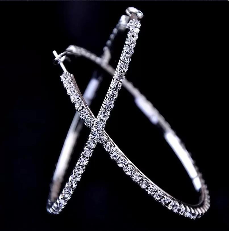 Designer Hoop Earrings 3Pairs/lot 925 Sterling Silver Circle 3CM Elegant Earring Jewelry Gifts Women Trendy diamond Crystal