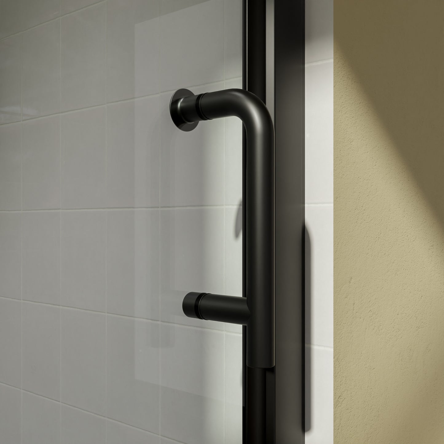 34" x 72" Pivot Glass Shower Door with Tempered Glass Swing Bathroom Shower Doors with Stainless Handle Frameless Hinged Shower Panel Matte Black