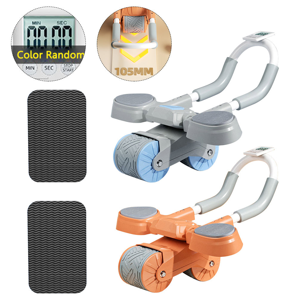 2 In 1 Belly Wheel Balanced Support and Digital Counter Automatic Rebound Mute Abdominal Exerciser Arm Muscles Slimming Home Gym