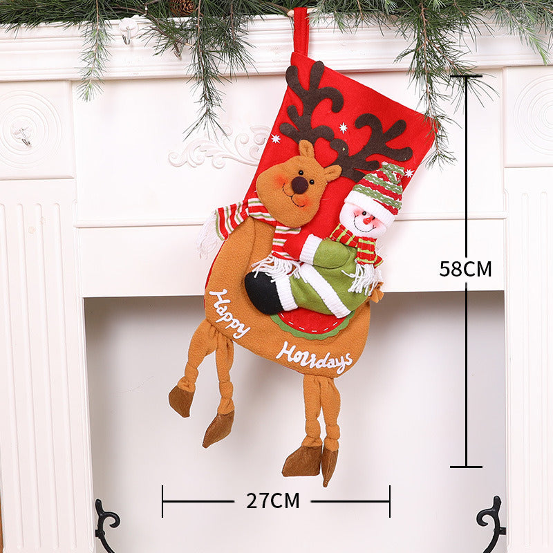 Large 27*58cm Christmas socks gift bag decoration socks elderly socks pendant children's candy bag