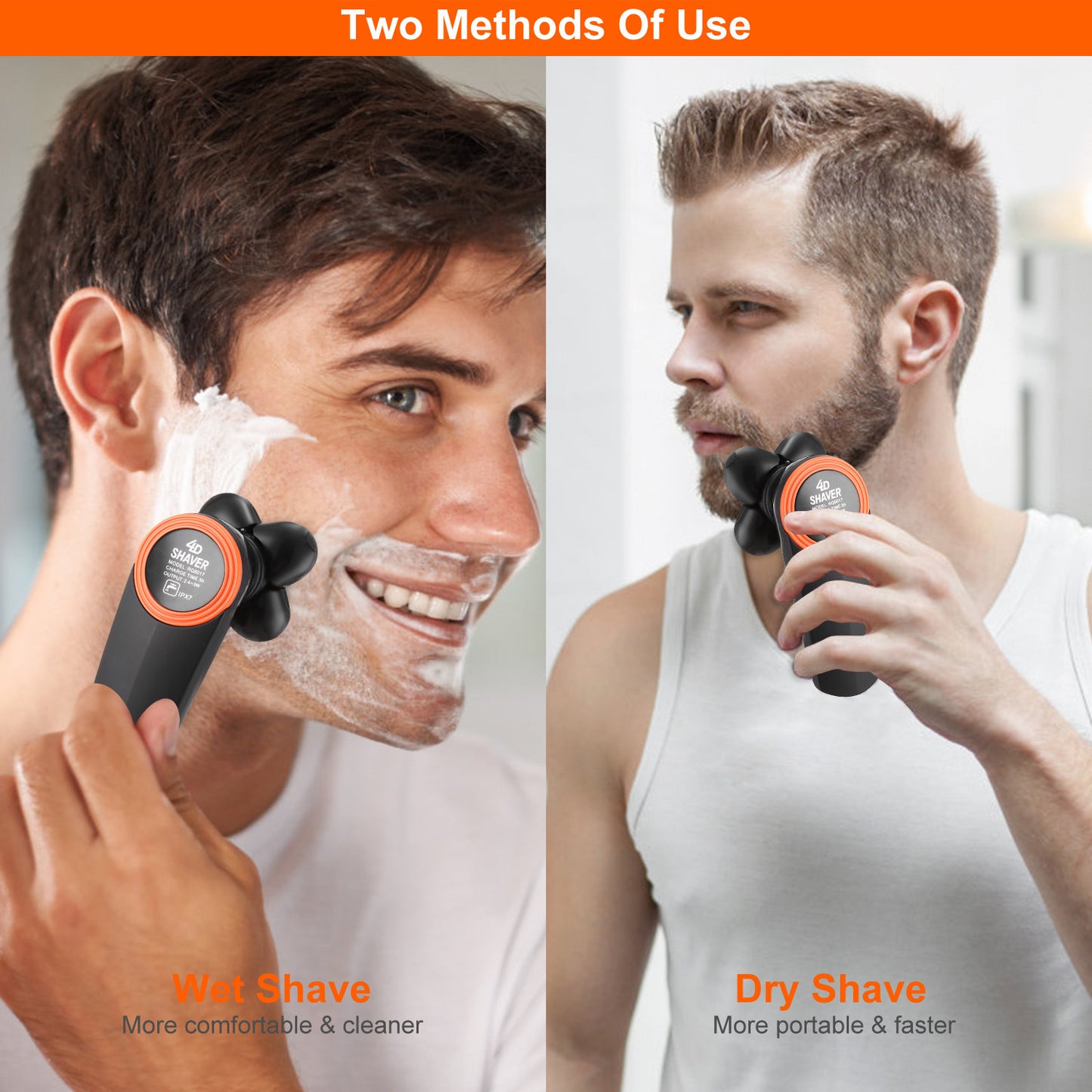 4D Electric Shavers Razor IPX7 Waterproof Wet & Dry 5 Floating Head Rotary Shavers Rechargeable Beard Trimmer