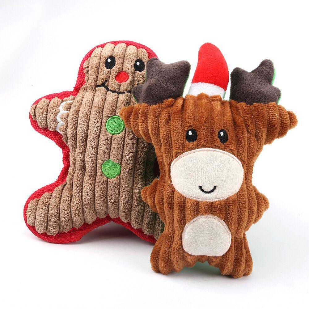 Pet Toys Christmas Bite-resistant Plush Vocal Cat Doggy Santa Claus Molar Teeth Cleaning Training Puppy Sounding Chewing Toy