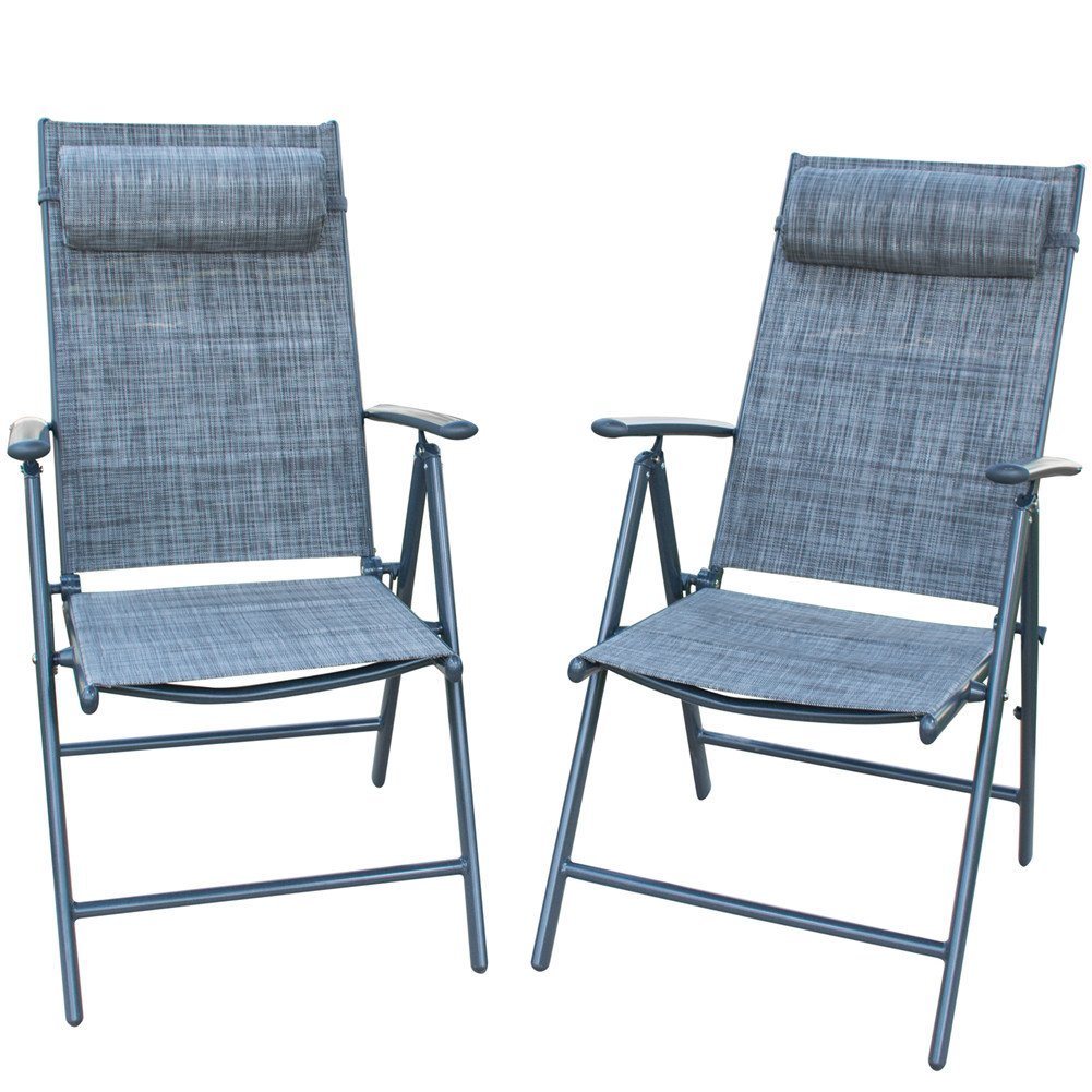 2 Pack Aluminum Outdoor Folding Chair with Armrest Adjustable Reclining Lawn Chair Folding with 7 Stalls;  Outdoor & Indoor for Patio;  Backyard;  Poolside;  Lawn Set of 2