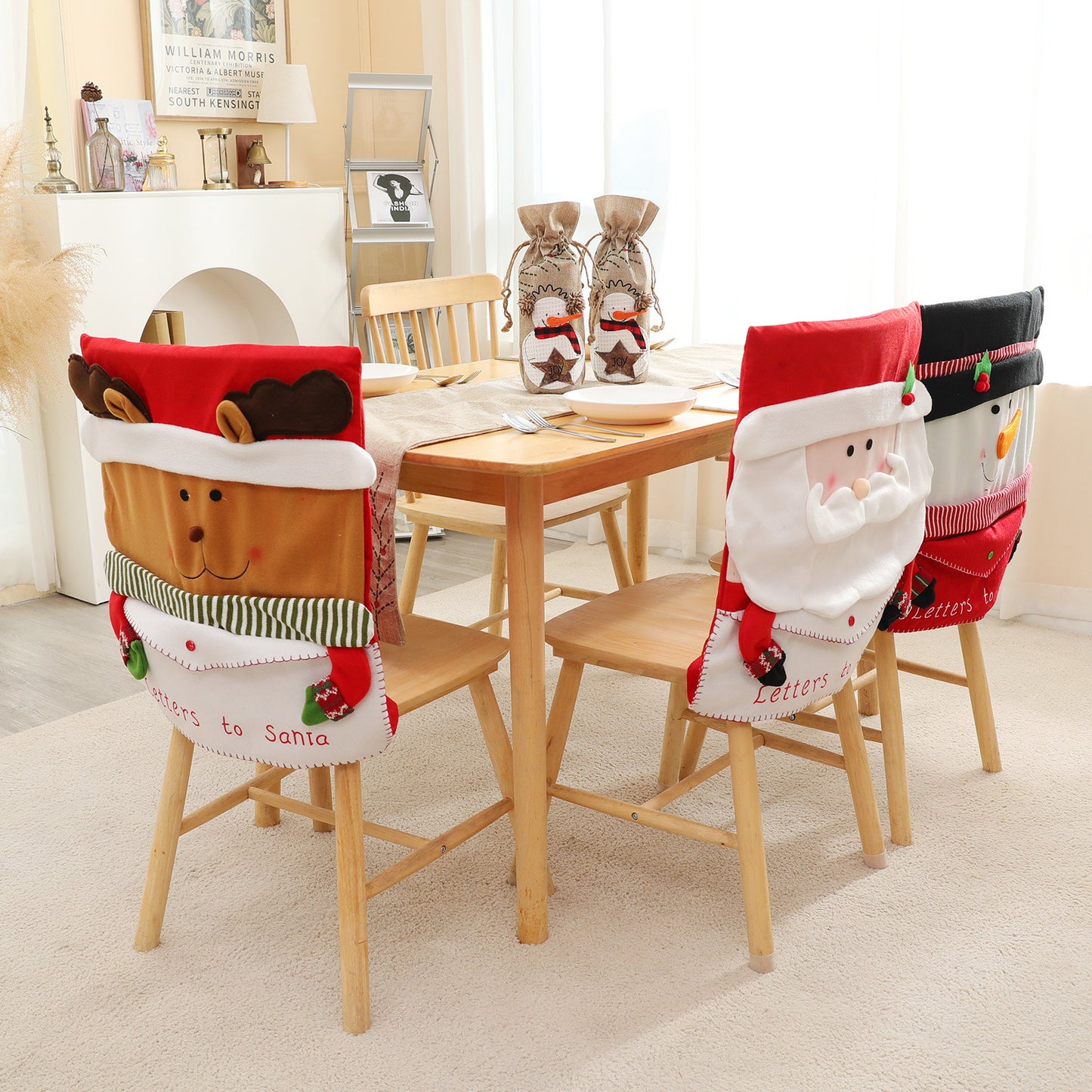 Christmas Decoration Creative Cute Old Man Snowman Envelope Chair Cover Home Restaurant Place Arrangement