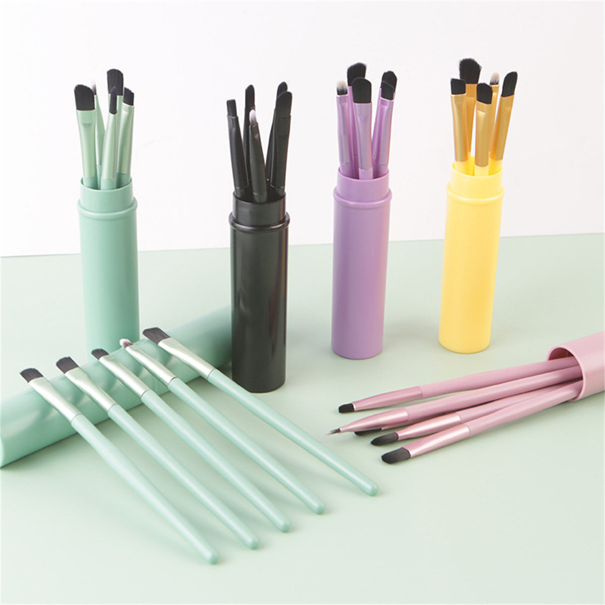 Makeup Brushes 3 Set 5Pcs Soft Bristles Cosmetic Brush Portable Eye Brushes for Women & Girls