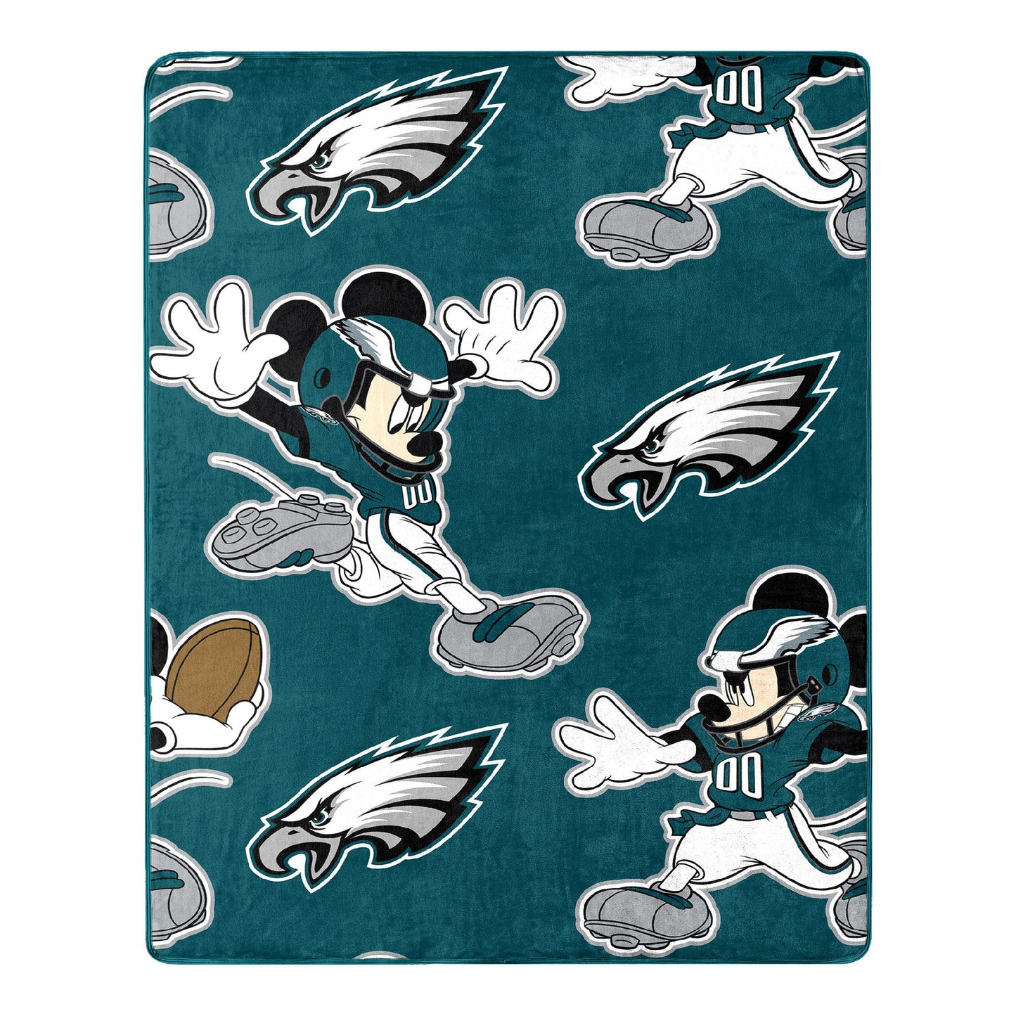 Eagles OFFICIAL NFL & Disney's Mickey Mouse Character Hugger Pillow & Silk Touch Throw Set;  40" x 50"