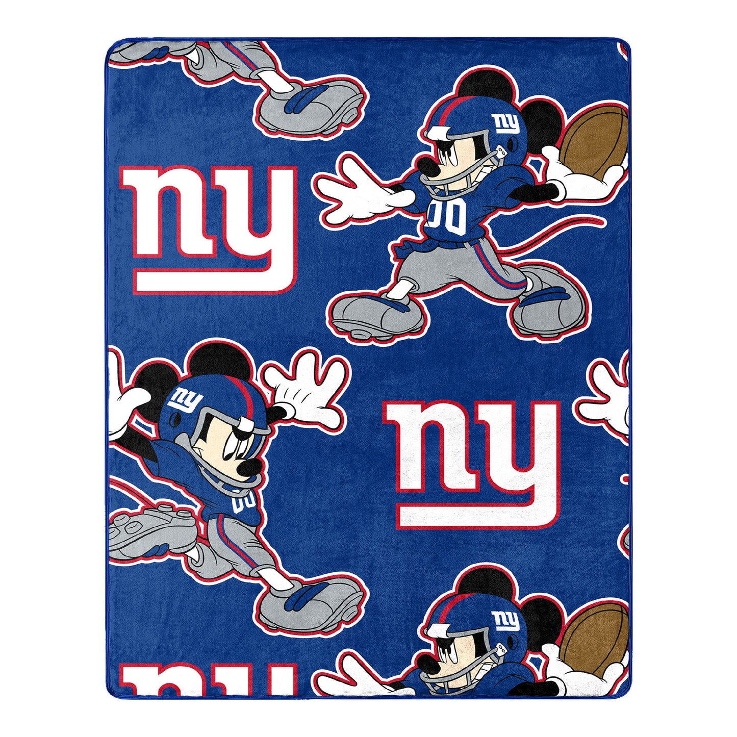 NY Giants OFFICIAL NFL & Disney's Mickey Mouse Character Hugger Pillow & Silk Touch Throw Set;  40" x 50"
