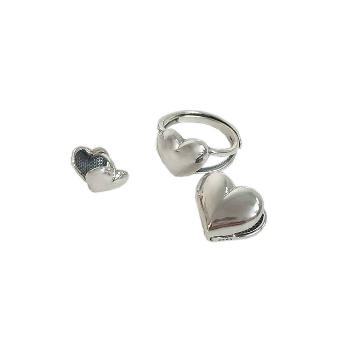 Hypoallergenic 925 Sterling Silver Stud Earrings Dainty Simple Heart Earrings for Women Girls