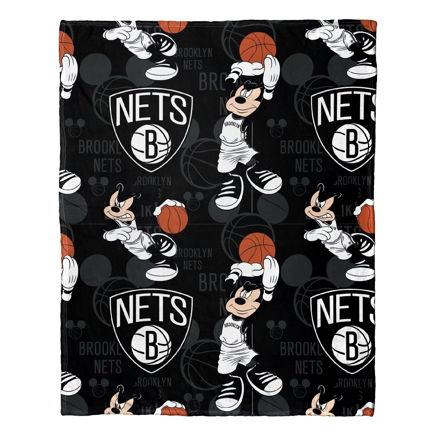 Nets OFFICIAL NBA & Disney's Mickey Mouse Character Hugger Pillow & Silk Touch Throw Set;  40" x 50"