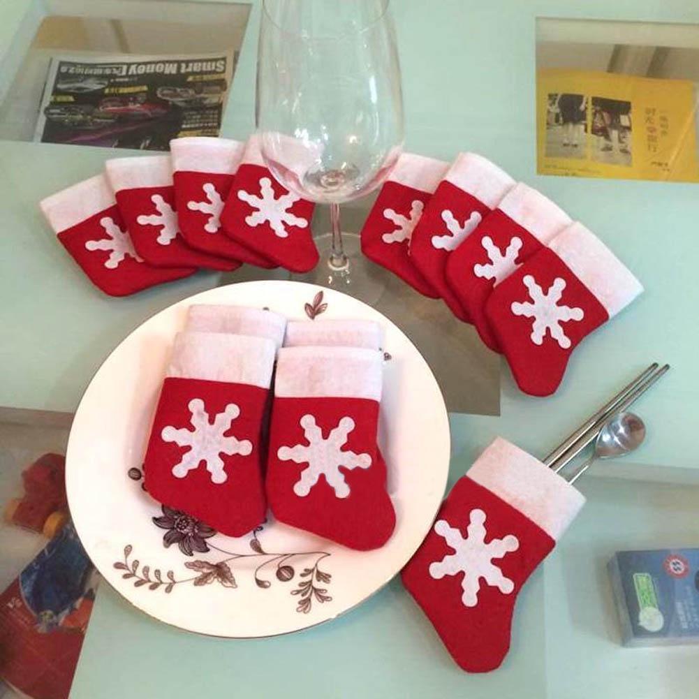 2PC Mini Christmas Stockings Xmas Party Table Knife Spoon Fork Bag Christmas Sock Decoration Tableware Bags Hanging Ornament