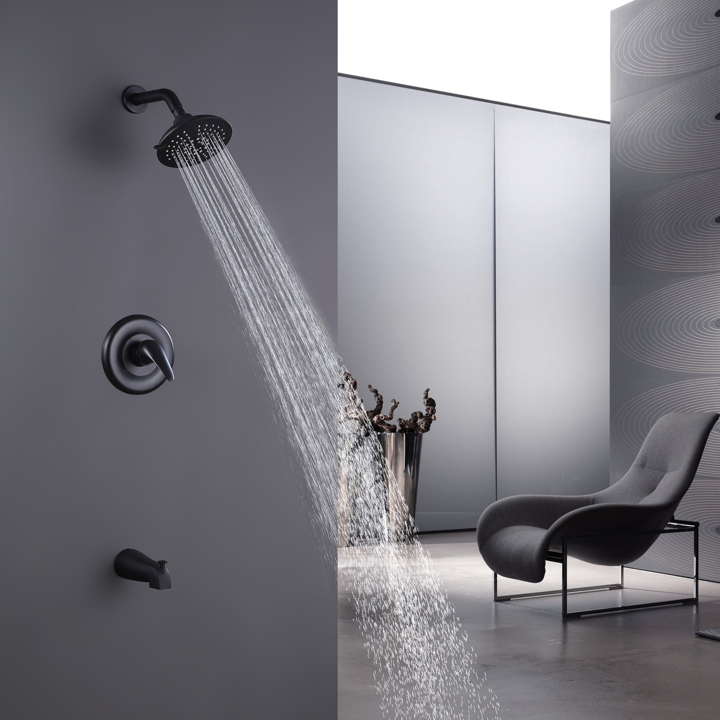 TrustMade Pressure Balanced Shower Faucet with Rough-in Valve with Diverter, Matte Black